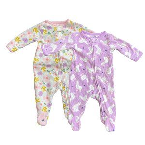 Simple Joys by Carter's Llama/Floral Fleece Sleep & Play 2 Pack - 3 Months